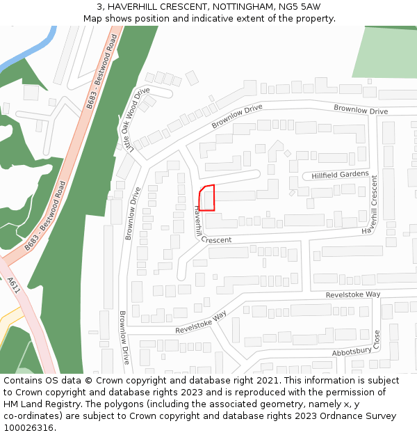 3, HAVERHILL CRESCENT, NOTTINGHAM, NG5 5AW: Location map and indicative extent of plot