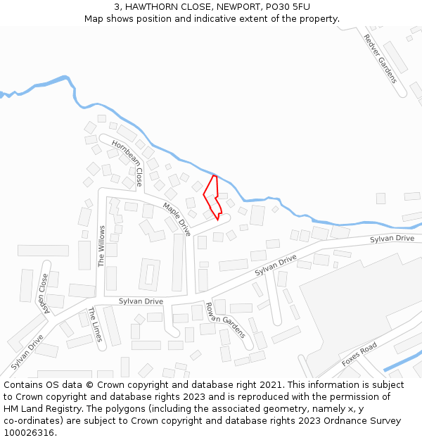 3, HAWTHORN CLOSE, NEWPORT, PO30 5FU: Location map and indicative extent of plot