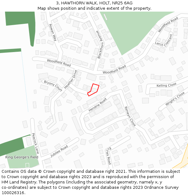 3, HAWTHORN WALK, HOLT, NR25 6AG: Location map and indicative extent of plot