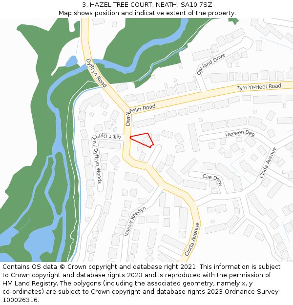 3, HAZEL TREE COURT, NEATH, SA10 7SZ: Location map and indicative extent of plot