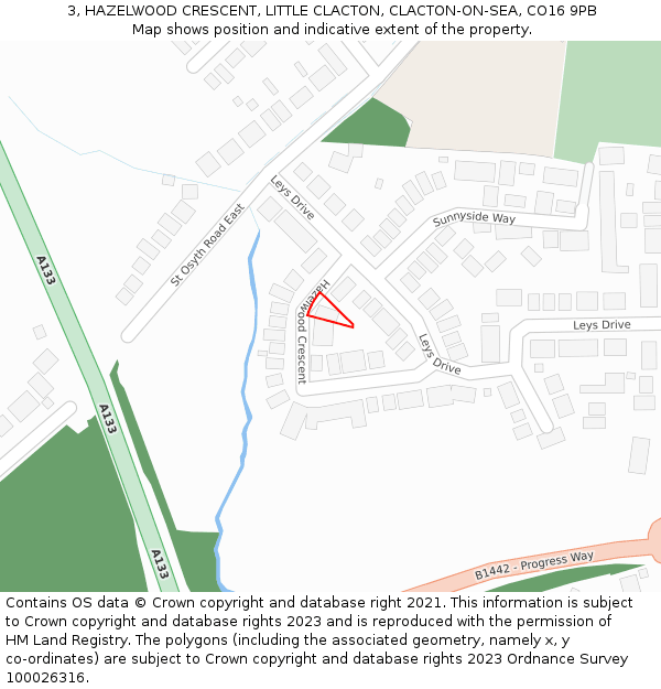 3, HAZELWOOD CRESCENT, LITTLE CLACTON, CLACTON-ON-SEA, CO16 9PB: Location map and indicative extent of plot