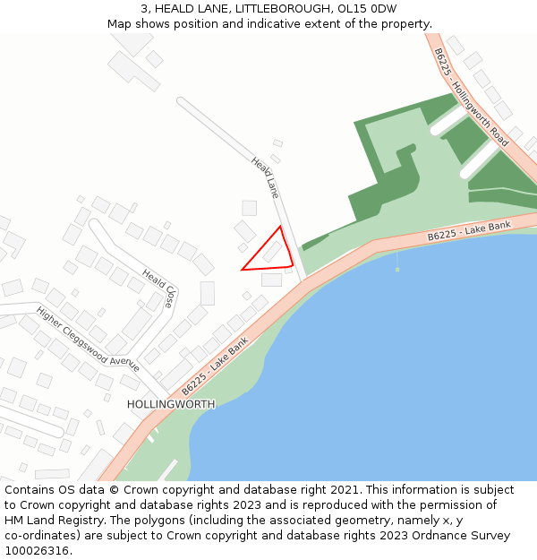 3, HEALD LANE, LITTLEBOROUGH, OL15 0DW: Location map and indicative extent of plot
