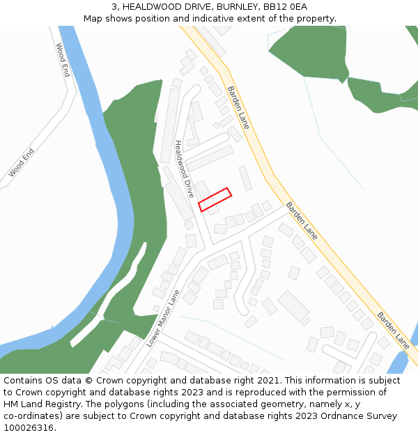 3, HEALDWOOD DRIVE, BURNLEY, BB12 0EA: Location map and indicative extent of plot