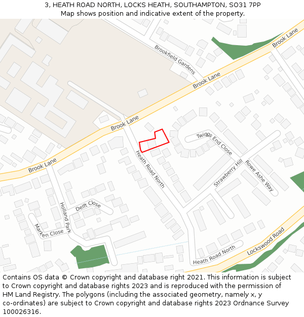 3, HEATH ROAD NORTH, LOCKS HEATH, SOUTHAMPTON, SO31 7PP: Location map and indicative extent of plot