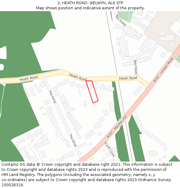 3, HEATH ROAD, WELWYN, AL6 0TP: Location map and indicative extent of plot