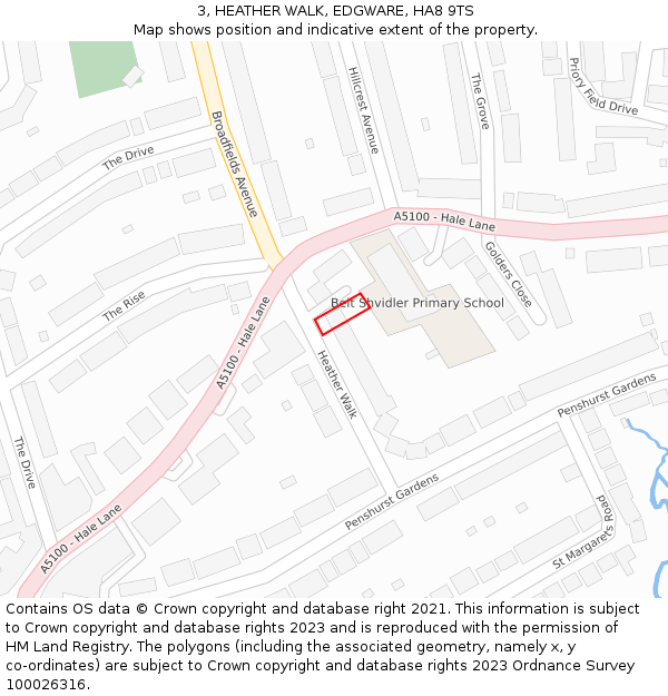 3, HEATHER WALK, EDGWARE, HA8 9TS: Location map and indicative extent of plot