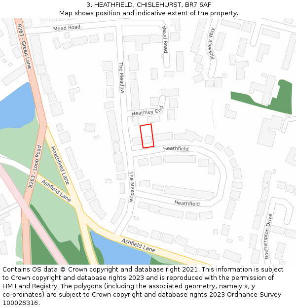 3, HEATHFIELD, CHISLEHURST, BR7 6AF: Location map and indicative extent of plot