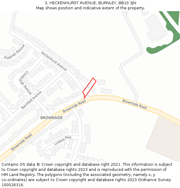 3, HECKENHURST AVENUE, BURNLEY, BB10 3JN: Location map and indicative extent of plot