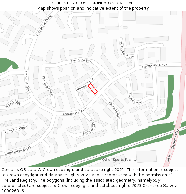 3, HELSTON CLOSE, NUNEATON, CV11 6FP: Location map and indicative extent of plot