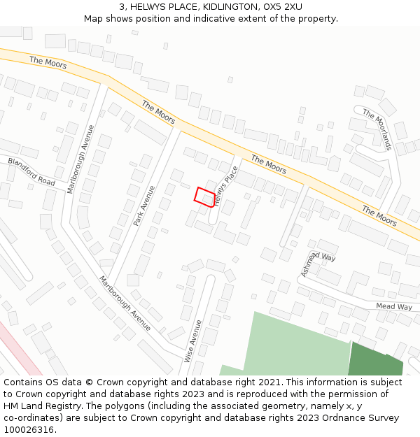 3, HELWYS PLACE, KIDLINGTON, OX5 2XU: Location map and indicative extent of plot