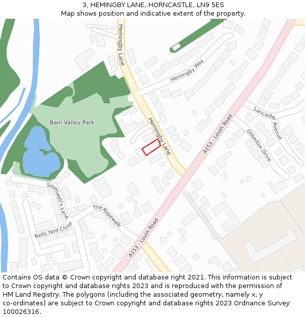 3, HEMINGBY LANE, HORNCASTLE, LN9 5ES: Location map and indicative extent of plot