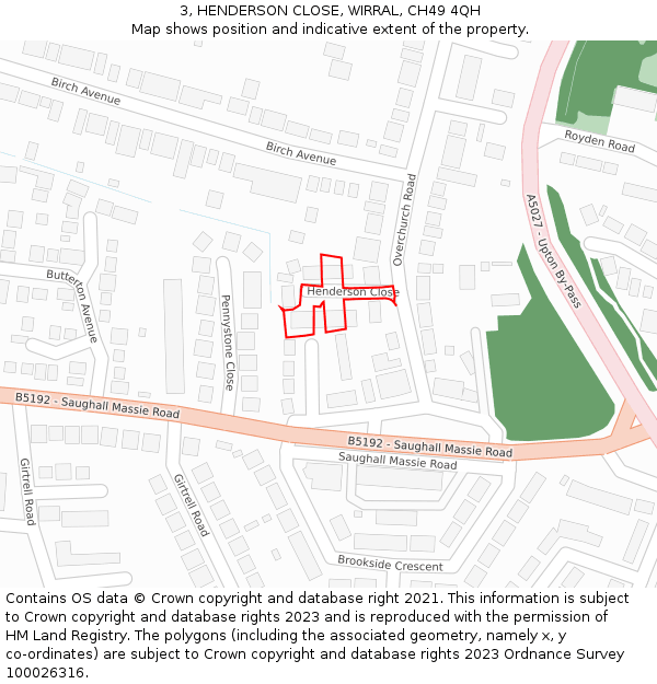 3, HENDERSON CLOSE, WIRRAL, CH49 4QH: Location map and indicative extent of plot