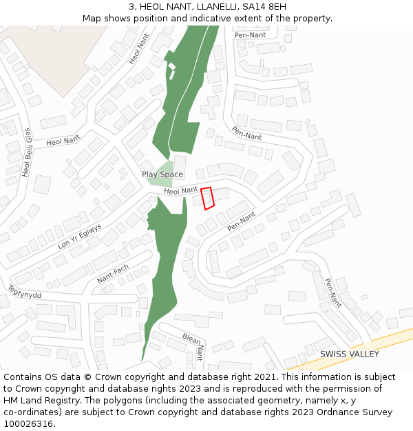 3, HEOL NANT, LLANELLI, SA14 8EH: Location map and indicative extent of plot