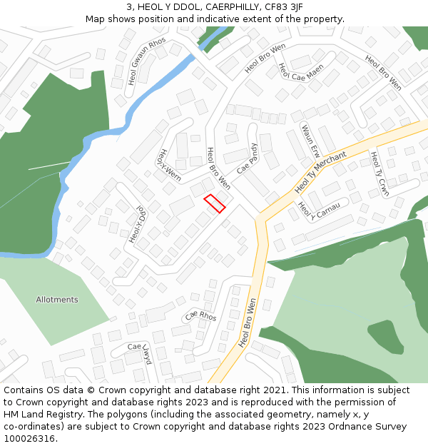 3, HEOL Y DDOL, CAERPHILLY, CF83 3JF: Location map and indicative extent of plot