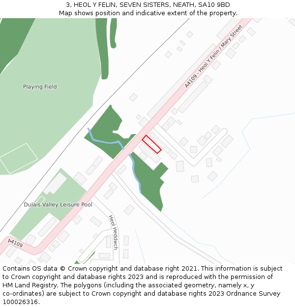 3, HEOL Y FELIN, SEVEN SISTERS, NEATH, SA10 9BD: Location map and indicative extent of plot