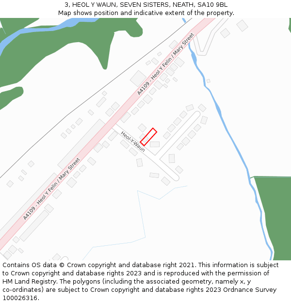 3, HEOL Y WAUN, SEVEN SISTERS, NEATH, SA10 9BL: Location map and indicative extent of plot