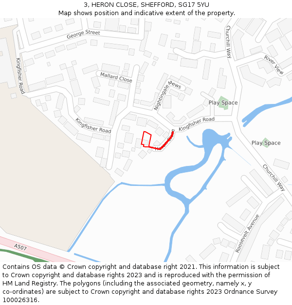 3, HERON CLOSE, SHEFFORD, SG17 5YU: Location map and indicative extent of plot