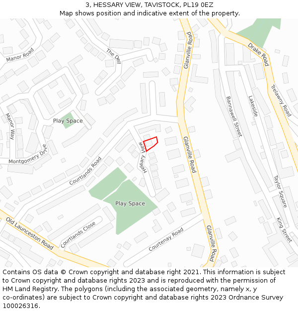 3, HESSARY VIEW, TAVISTOCK, PL19 0EZ: Location map and indicative extent of plot