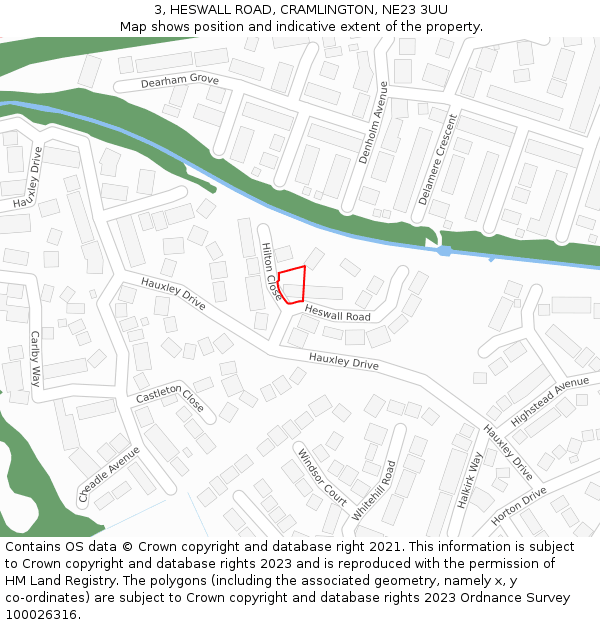 3, HESWALL ROAD, CRAMLINGTON, NE23 3UU: Location map and indicative extent of plot