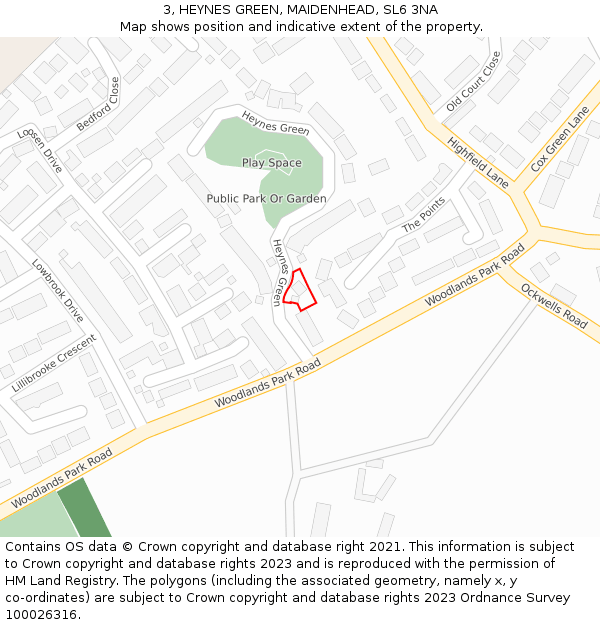3, HEYNES GREEN, MAIDENHEAD, SL6 3NA: Location map and indicative extent of plot