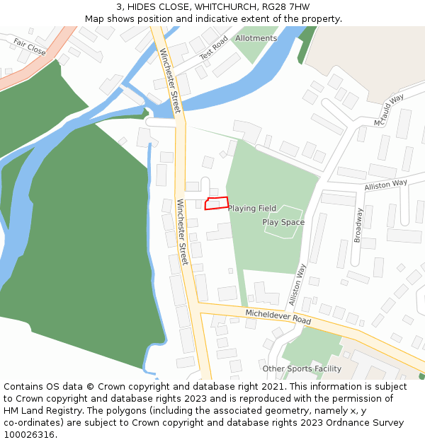 3, HIDES CLOSE, WHITCHURCH, RG28 7HW: Location map and indicative extent of plot