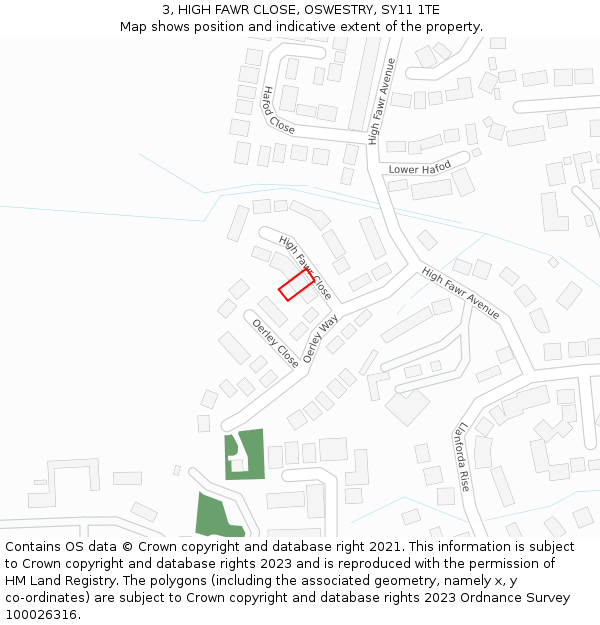 3, HIGH FAWR CLOSE, OSWESTRY, SY11 1TE: Location map and indicative extent of plot