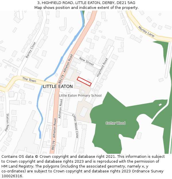 3, HIGHFIELD ROAD, LITTLE EATON, DERBY, DE21 5AG: Location map and indicative extent of plot