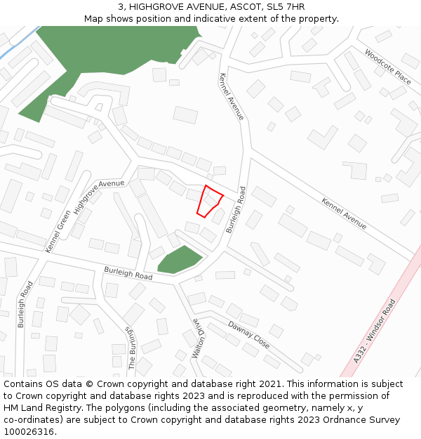 3, HIGHGROVE AVENUE, ASCOT, SL5 7HR: Location map and indicative extent of plot