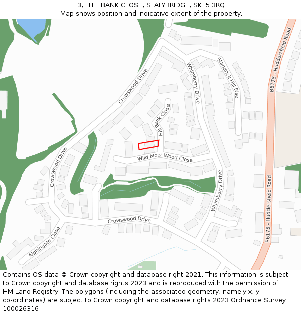 3, HILL BANK CLOSE, STALYBRIDGE, SK15 3RQ: Location map and indicative extent of plot