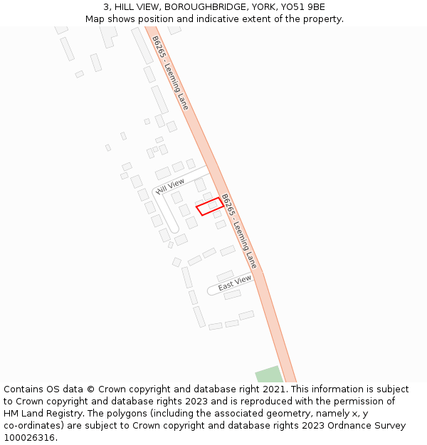 3, HILL VIEW, BOROUGHBRIDGE, YORK, YO51 9BE: Location map and indicative extent of plot