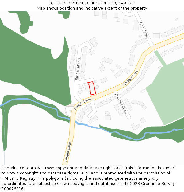 3, HILLBERRY RISE, CHESTERFIELD, S40 2QP: Location map and indicative extent of plot