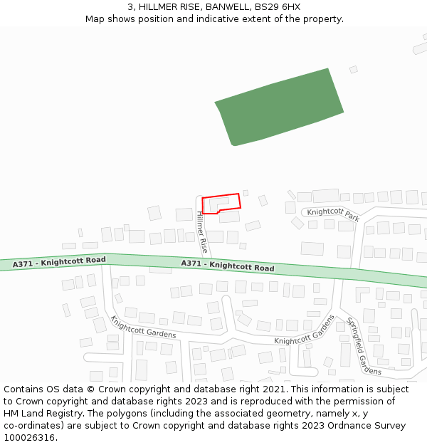 3, HILLMER RISE, BANWELL, BS29 6HX: Location map and indicative extent of plot
