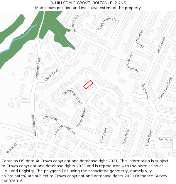 3, HILLSDALE GROVE, BOLTON, BL2 4NS: Location map and indicative extent of plot