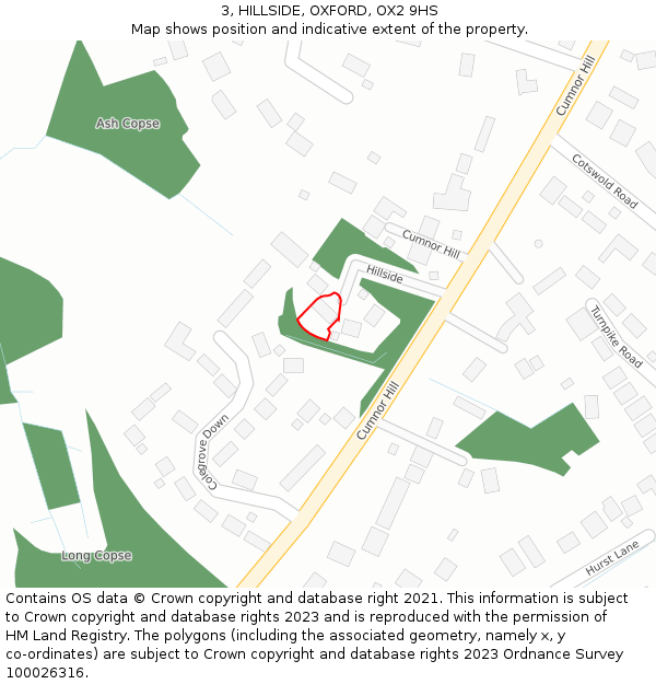 3, HILLSIDE, OXFORD, OX2 9HS: Location map and indicative extent of plot