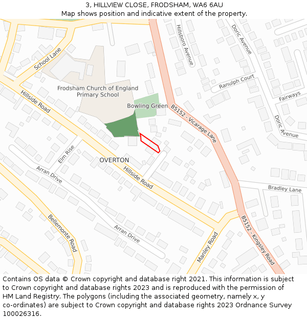 3, HILLVIEW CLOSE, FRODSHAM, WA6 6AU: Location map and indicative extent of plot
