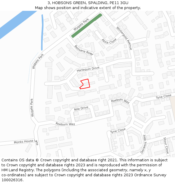 3, HOBSONS GREEN, SPALDING, PE11 3GU: Location map and indicative extent of plot