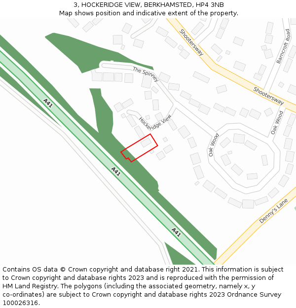3, HOCKERIDGE VIEW, BERKHAMSTED, HP4 3NB: Location map and indicative extent of plot
