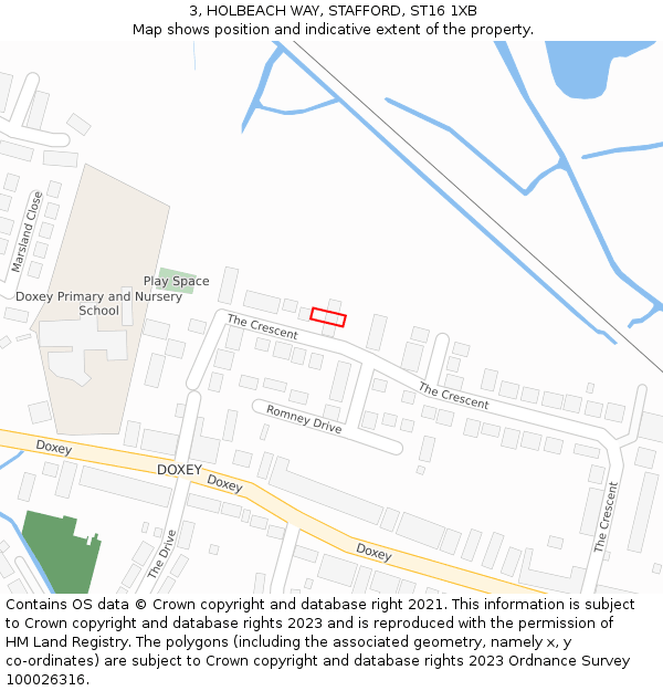 3, HOLBEACH WAY, STAFFORD, ST16 1XB: Location map and indicative extent of plot