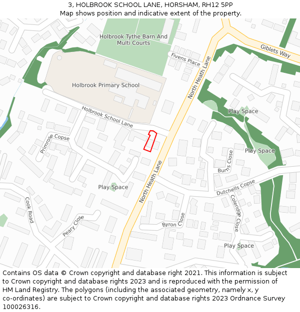 3, HOLBROOK SCHOOL LANE, HORSHAM, RH12 5PP: Location map and indicative extent of plot