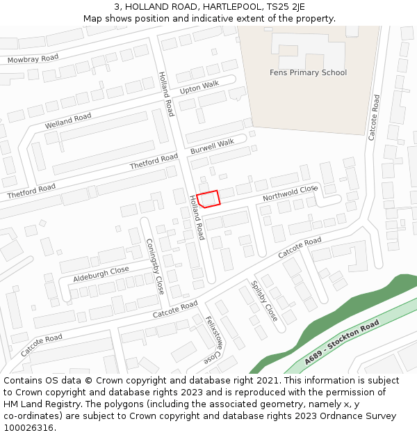 3, HOLLAND ROAD, HARTLEPOOL, TS25 2JE: Location map and indicative extent of plot
