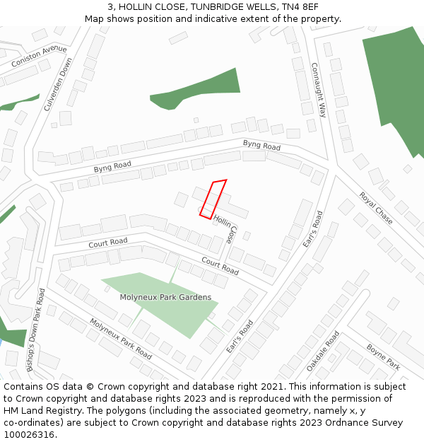 3, HOLLIN CLOSE, TUNBRIDGE WELLS, TN4 8EF: Location map and indicative extent of plot