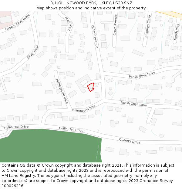 3, HOLLINGWOOD PARK, ILKLEY, LS29 9NZ: Location map and indicative extent of plot