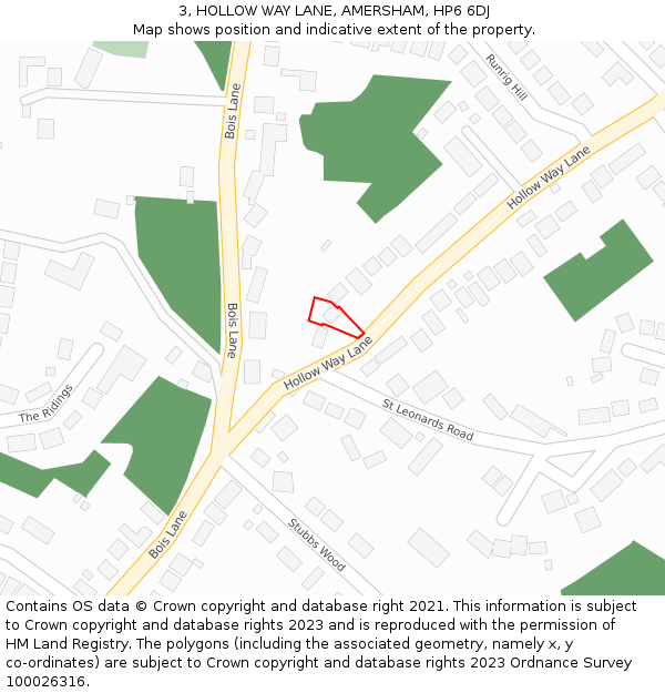 3, HOLLOW WAY LANE, AMERSHAM, HP6 6DJ: Location map and indicative extent of plot