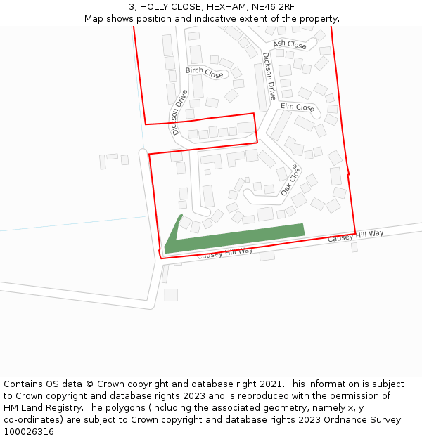 3, HOLLY CLOSE, HEXHAM, NE46 2RF: Location map and indicative extent of plot