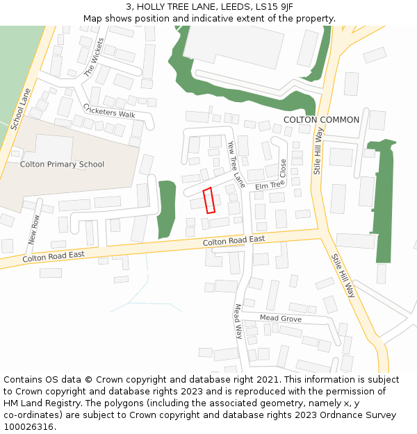 3, HOLLY TREE LANE, LEEDS, LS15 9JF: Location map and indicative extent of plot