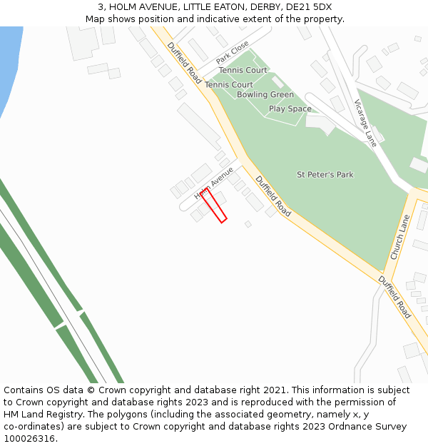 3, HOLM AVENUE, LITTLE EATON, DERBY, DE21 5DX: Location map and indicative extent of plot
