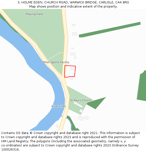 3, HOLME EDEN, CHURCH ROAD, WARWICK BRIDGE, CARLISLE, CA4 8RG: Location map and indicative extent of plot