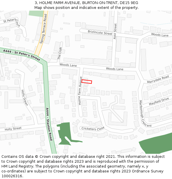 3, HOLME FARM AVENUE, BURTON-ON-TRENT, DE15 9EG: Location map and indicative extent of plot