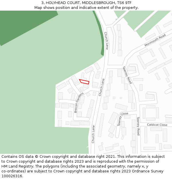 3, HOLYHEAD COURT, MIDDLESBROUGH, TS6 9TF: Location map and indicative extent of plot