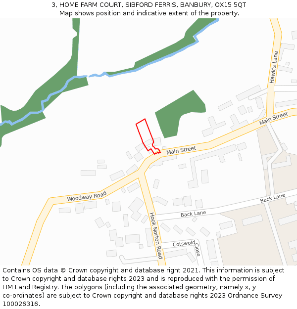 3, HOME FARM COURT, SIBFORD FERRIS, BANBURY, OX15 5QT: Location map and indicative extent of plot